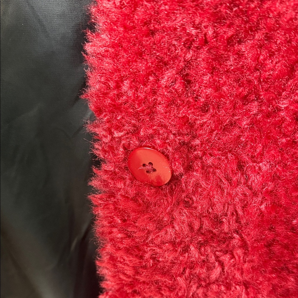 Mango Deep Red Teddy Jacket size XXS NWT - Picture 6 of 9